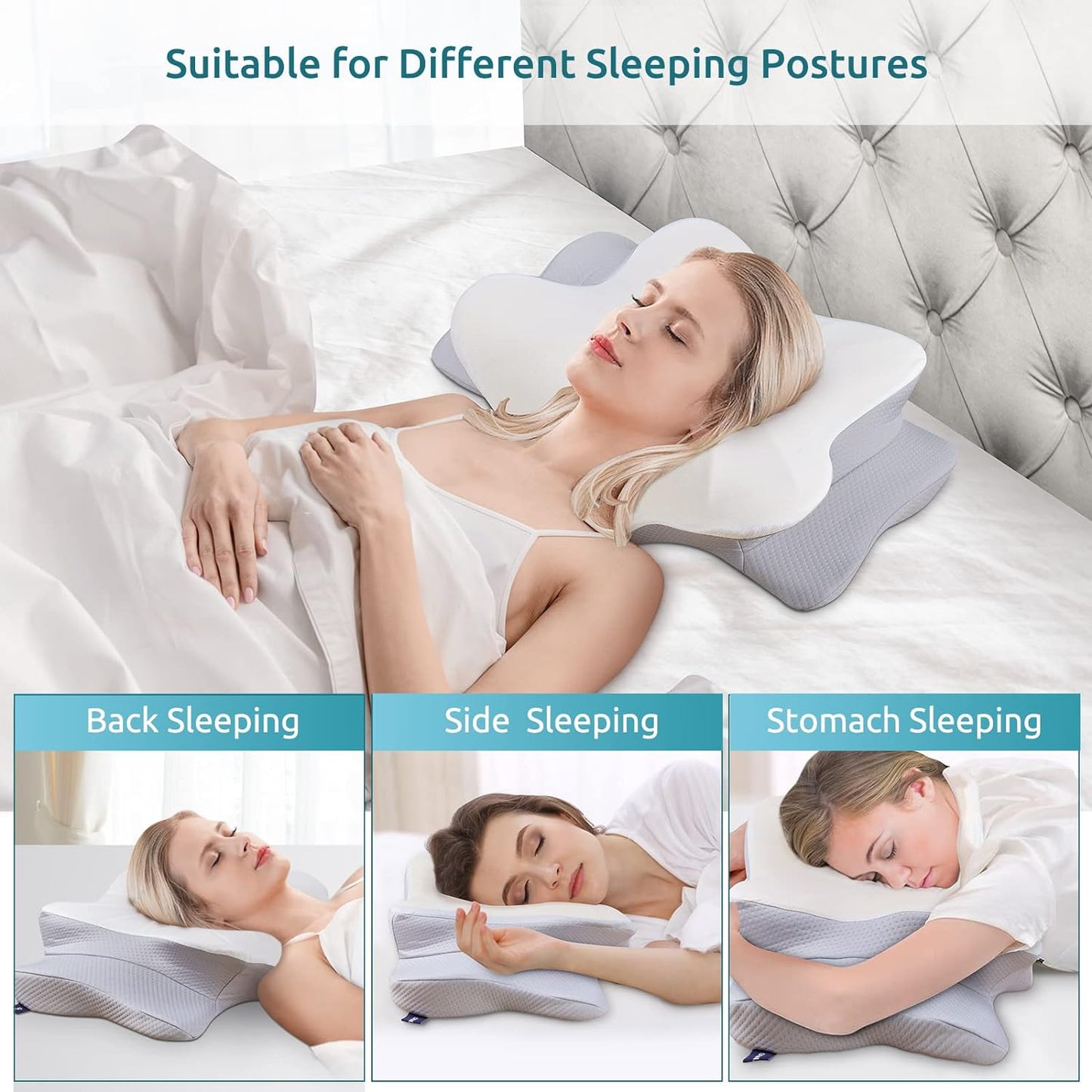 Ergonomic Contour Memory Foam Cervical Pillow - Ultimate Neck & Shoulder Support for All Sleep Positions with Luxurious Pillowcase